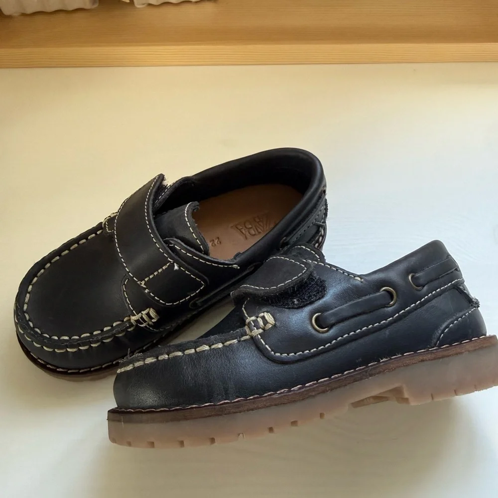Kids  Leather Velcro Dress Loafers